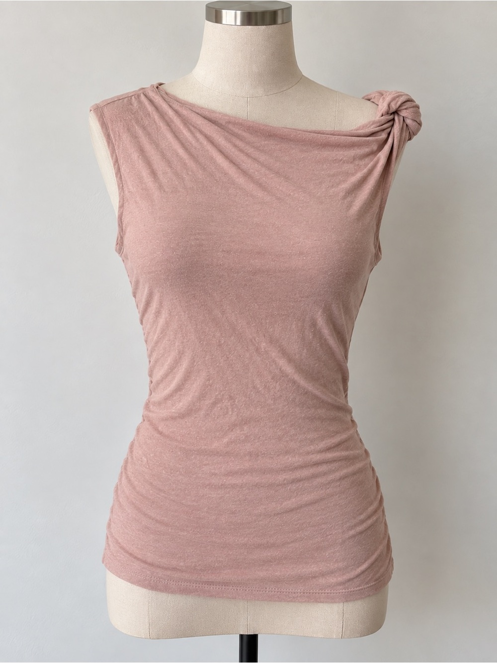 Francesca's Collections Knot-Shoulder Tank in Dusty Rose